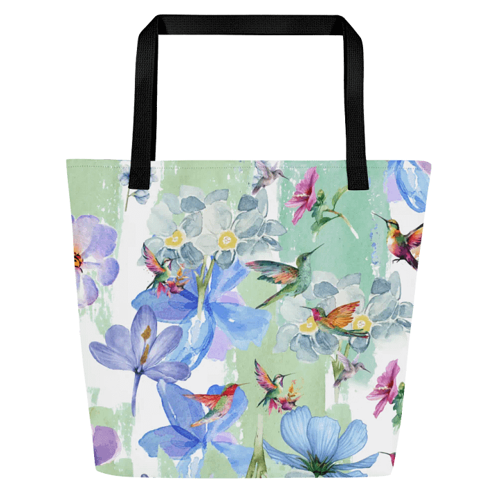 Big printed tote bag with hummingbird design product image (1)
