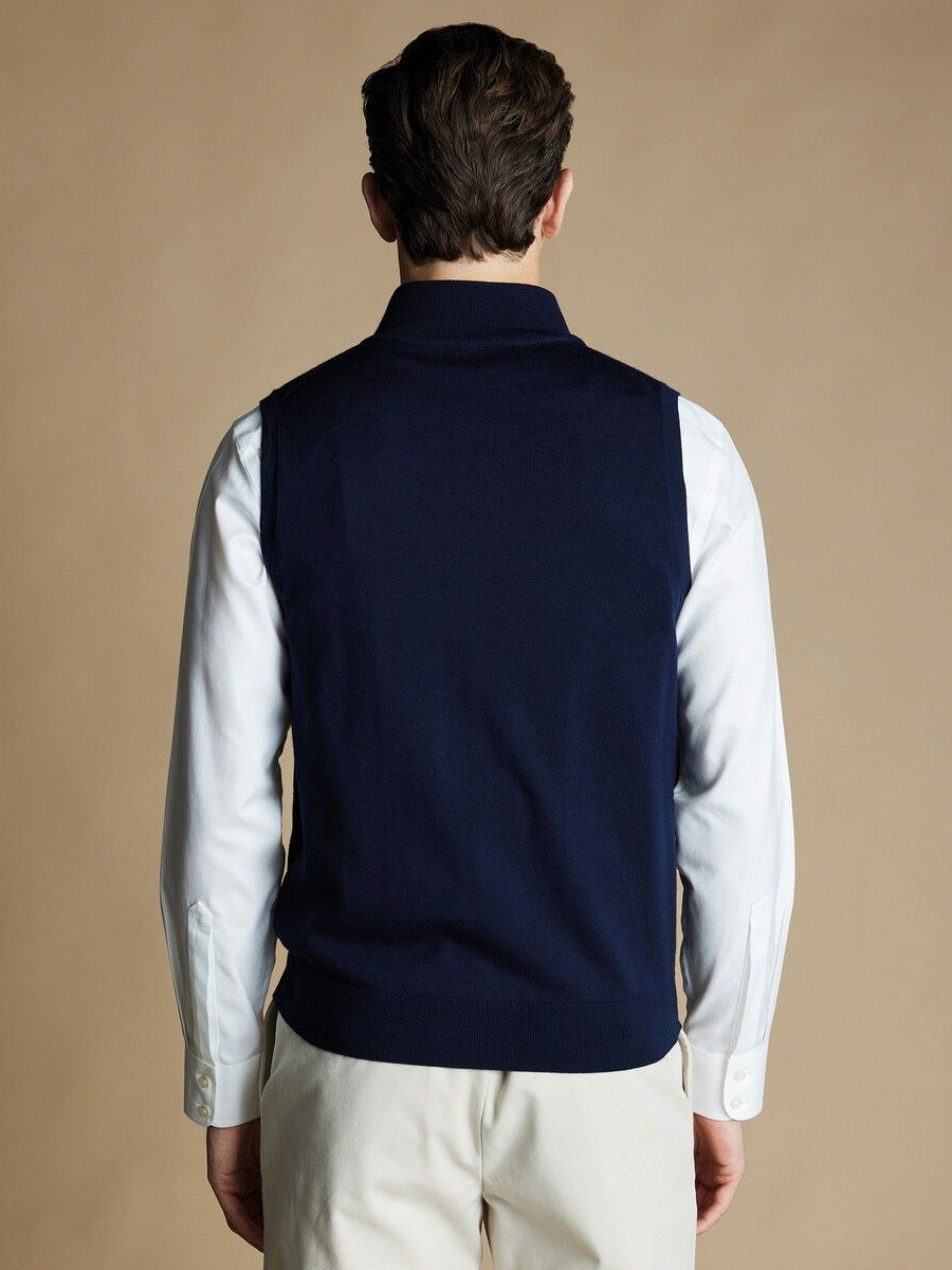 Merino Zip Through Vest – Navy product image (4)