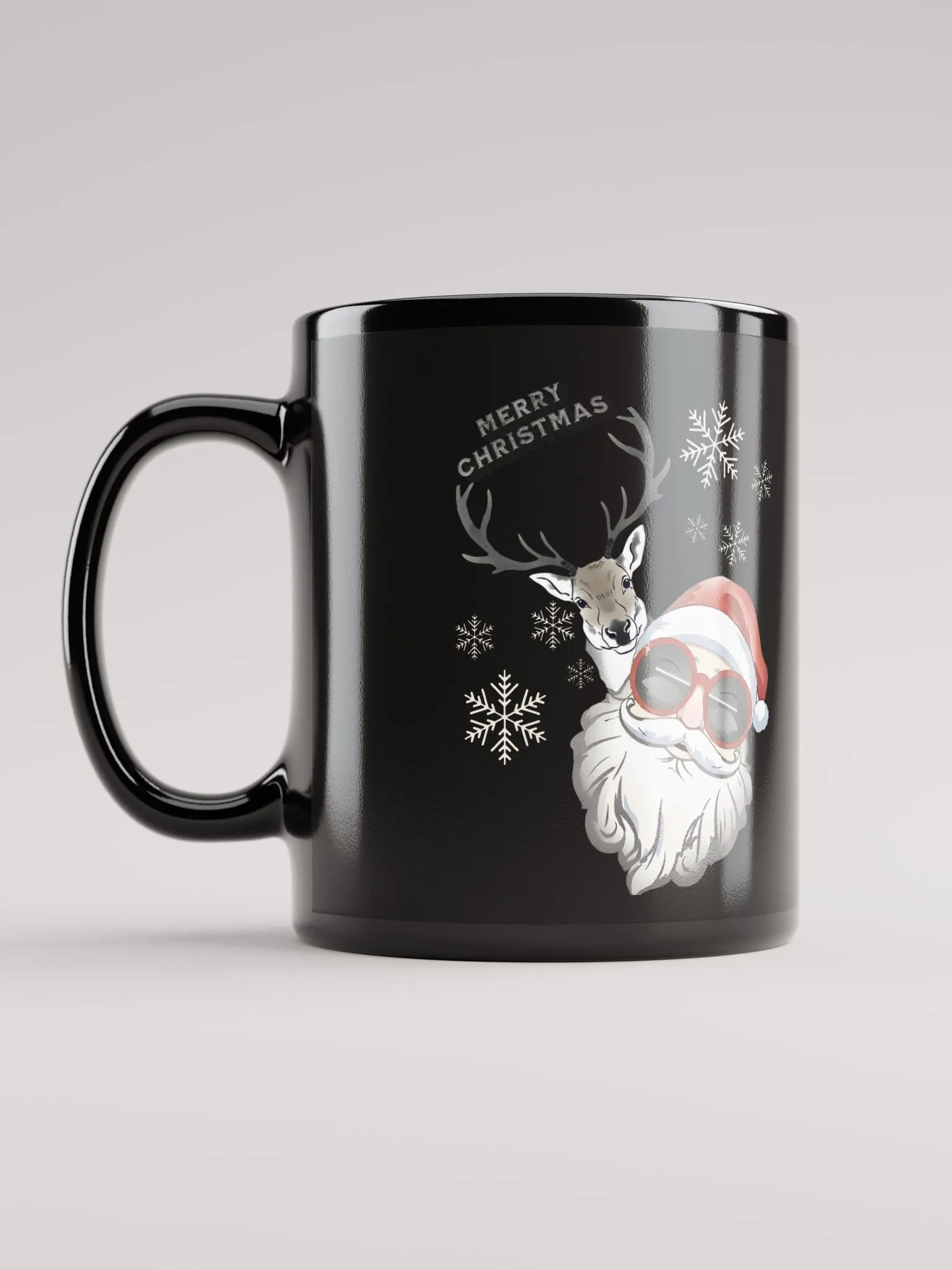 Cool Santa and Hip Reindeer Black Mug product image (11)