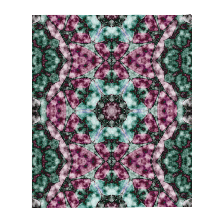Bohemian 6 Pointed Madala Teal and Pink/ Throw Blanket by Allcolor product image (1)