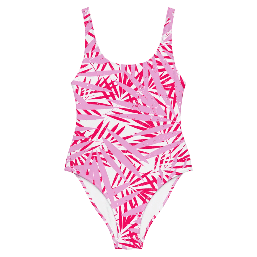 Ladies full swimsuit in lovely tropical Pink palm leaves design. Fresh and trendy. product image (5)