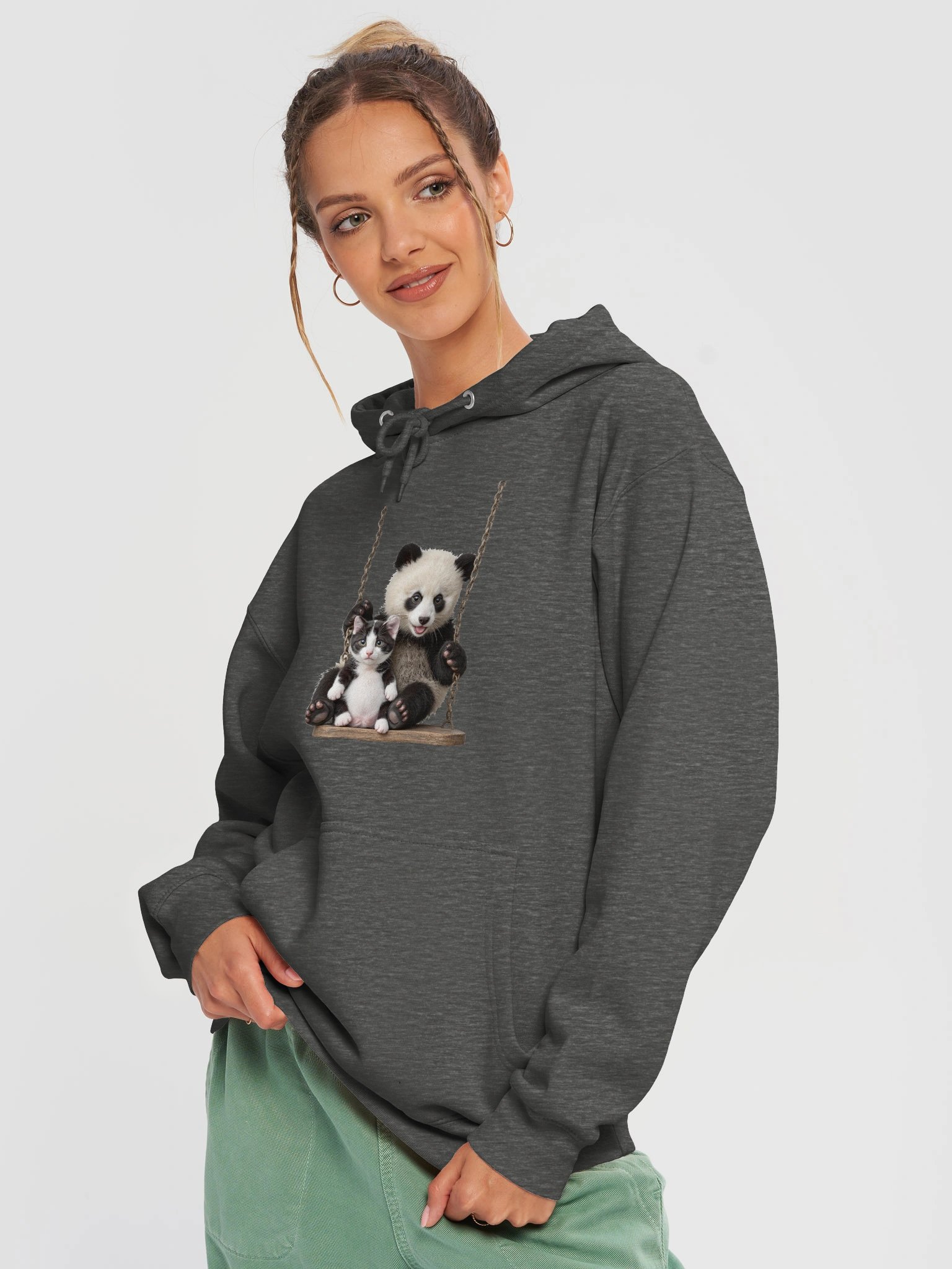 Panda and Cat Swing Time Hoodie product image (16)
