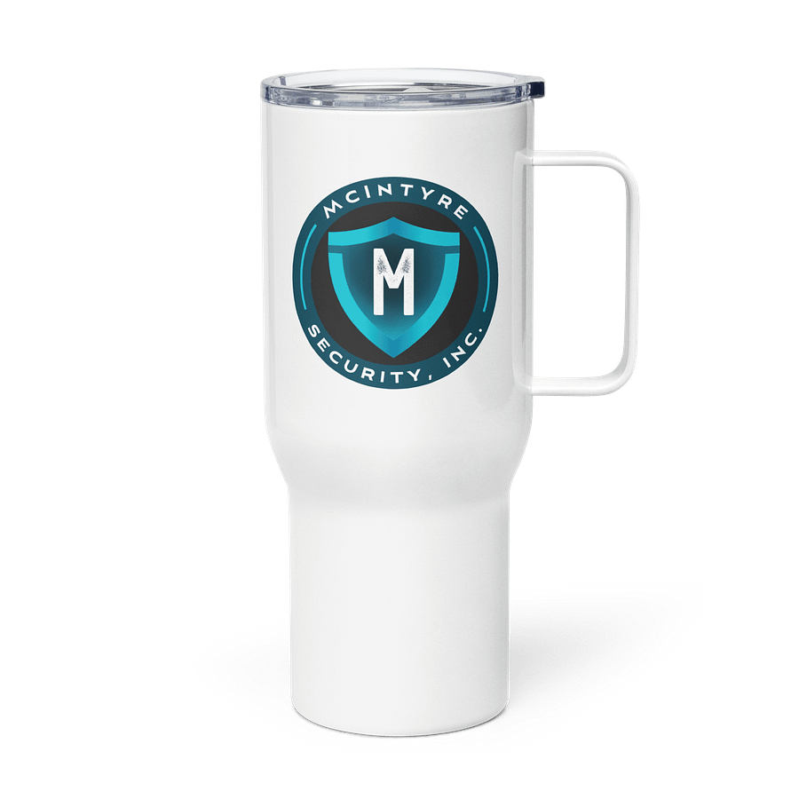 Stainless Steel Travel Mug with Handle - McIntyre Security Inc. Logo product image (3)