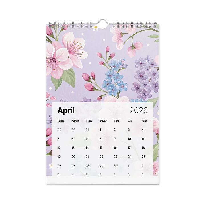 Blooming Seasons – Floral Patterned Wall Calendar 2026 (Gouache Watercolor Edition) product image (1)