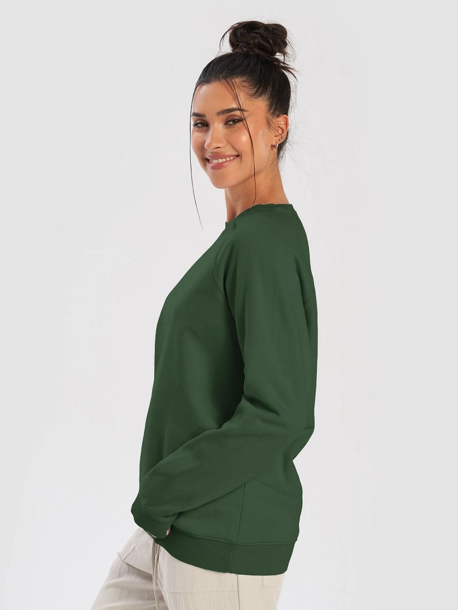 Plain Color Bottle Green Raglan Sweatshirt product image (2)