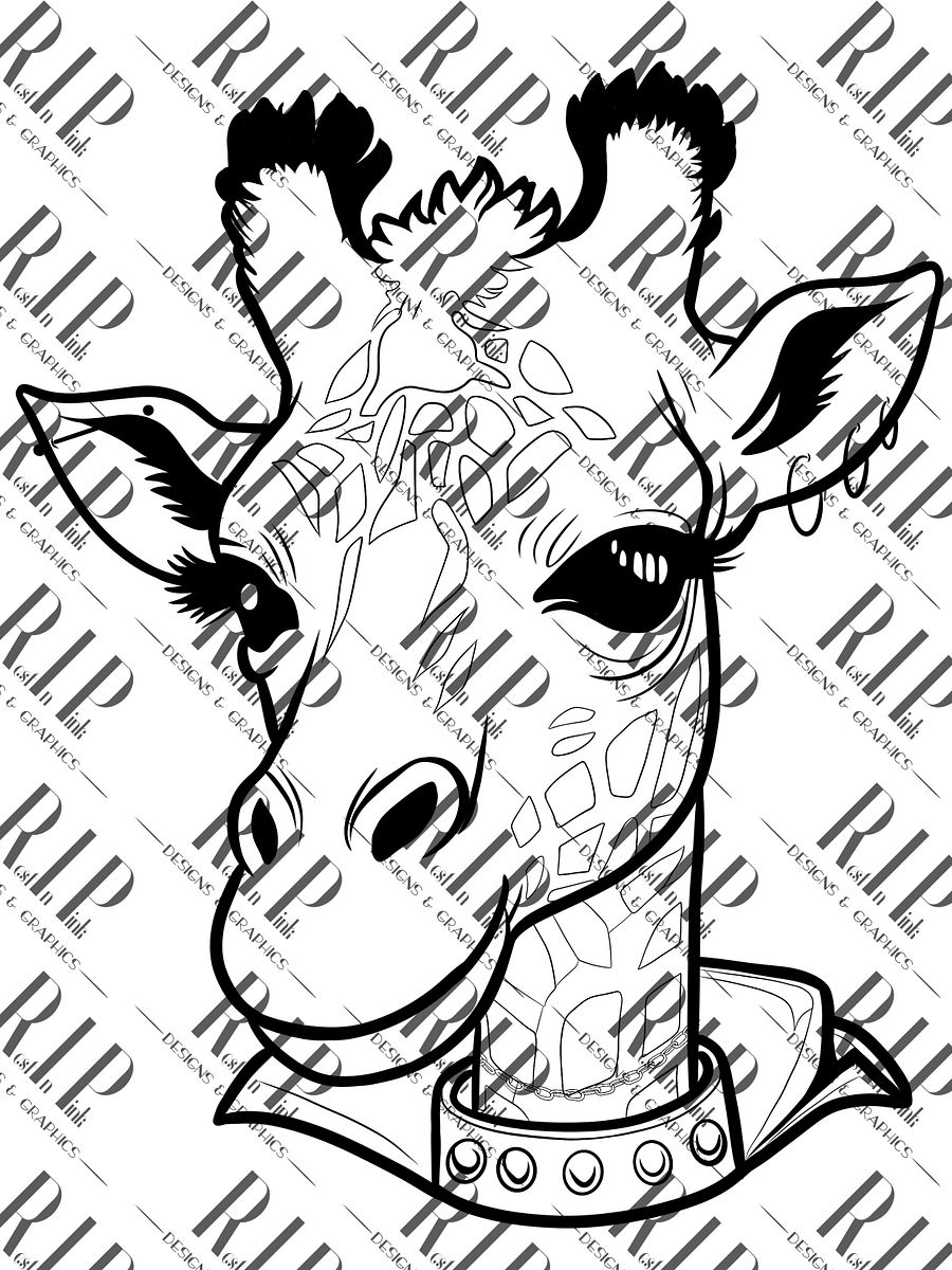 Gothic Safari - Giraffe Digital Download PNG - Full Color & Outline version product image (3)