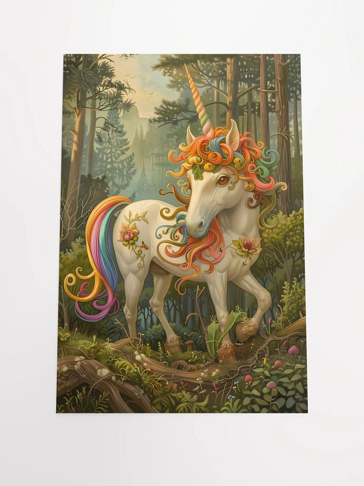 Majestic unicorn in enchanted forest with flowers product image (1)