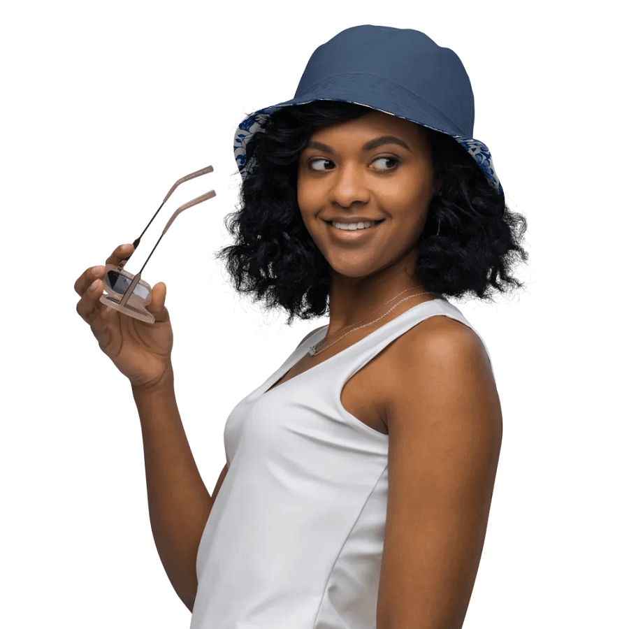 Blue Floral Chinoiserie Reversible Bucket Hat product image (6)