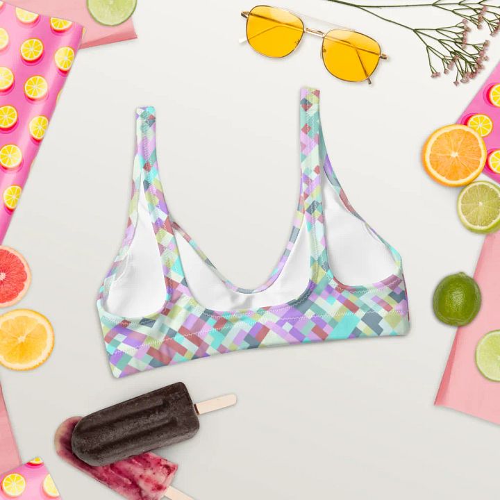 Colorful Mosaic Pattern Design Padded Bikini Top - v6 product image (2)