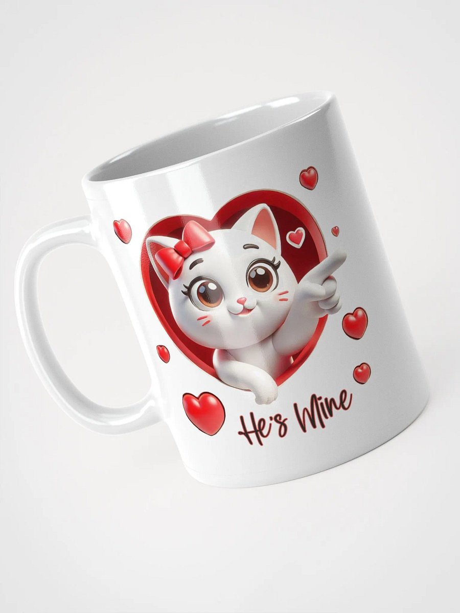 Cute Cat Heart Mug Purrfect Love "He's Mine!" product image (7)