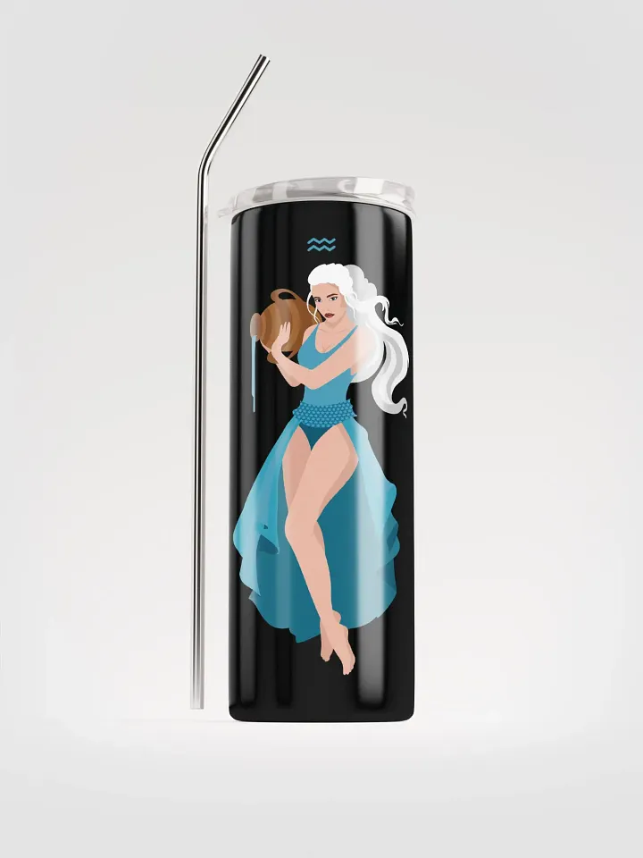 Aquarius Woman Illustrated Stainless Steel Tumbler: Embrace Zodiac Artistry! ♒ product image (1)