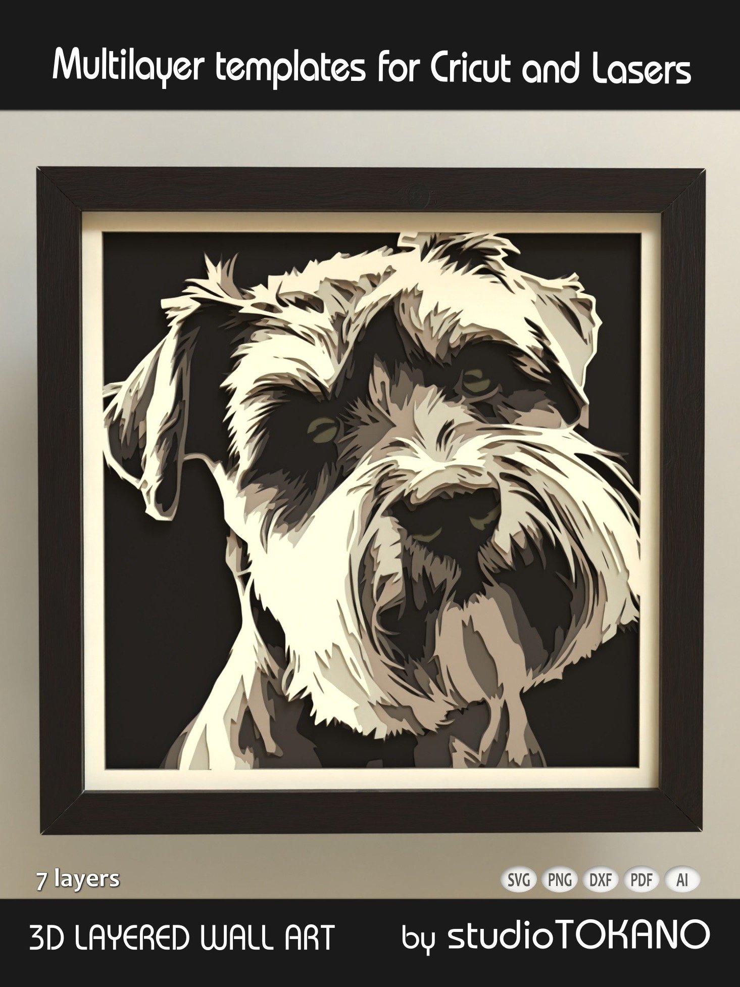 Schnauzer Dog 3D Cricut SVG product image (1)