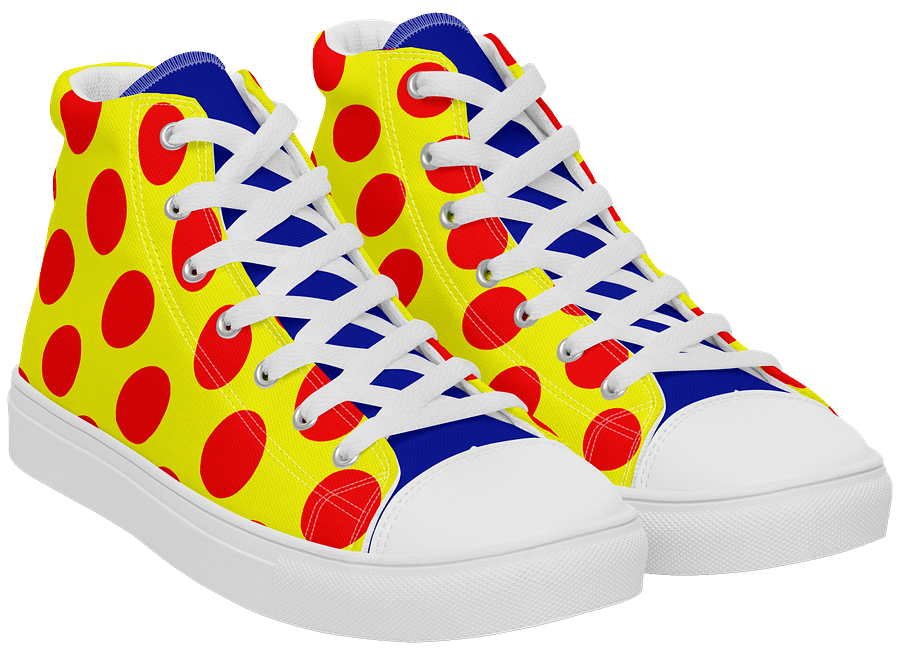 Red Polka Dots on Yellow Women's High Top Canvas Shoes product image (3)