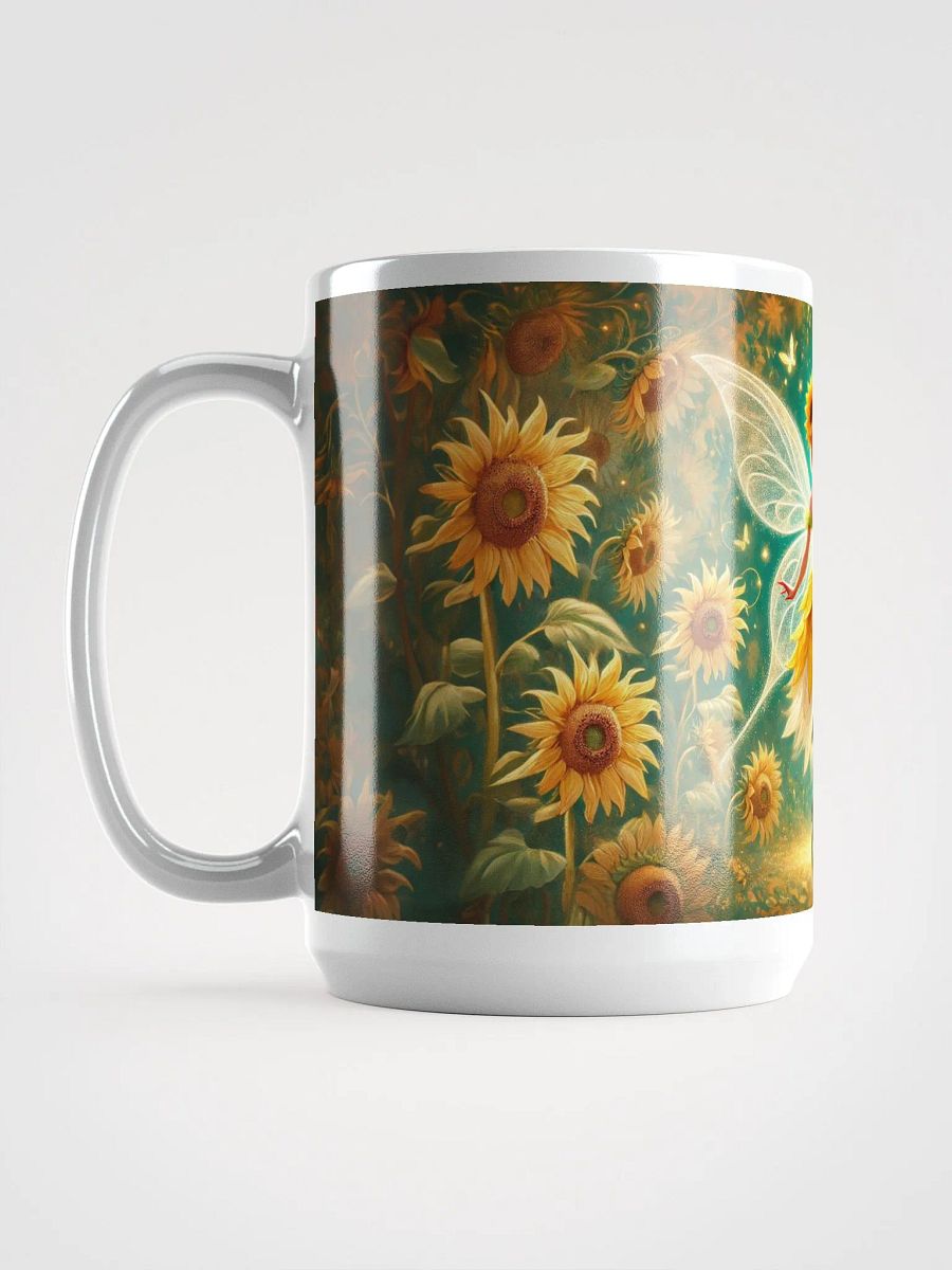 Enchanting Sunflower Fairy 15 oz Glossy White Mug product image (6)