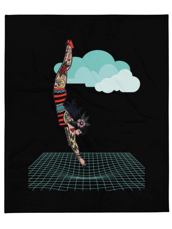Sky Diving Lady Tattooed Blanket Throw product image (2)