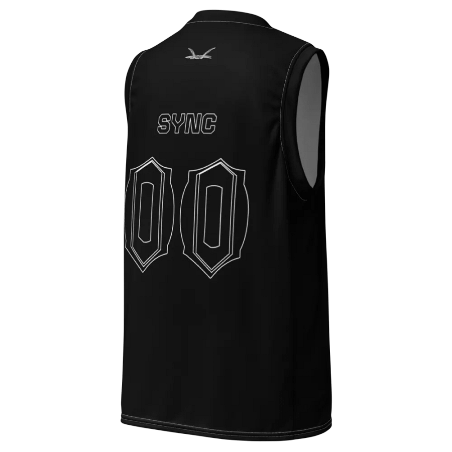 Capital SYNC - Black - White HApex Gear Black Logo - Recycled Unisex Basketball Jersey - product image (9)