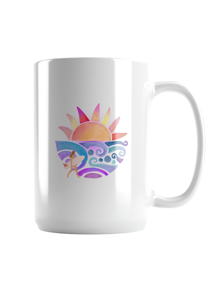 Sunset Surf Vibes Mug | Retro Watercolor Beach Aesthetic product image (1)