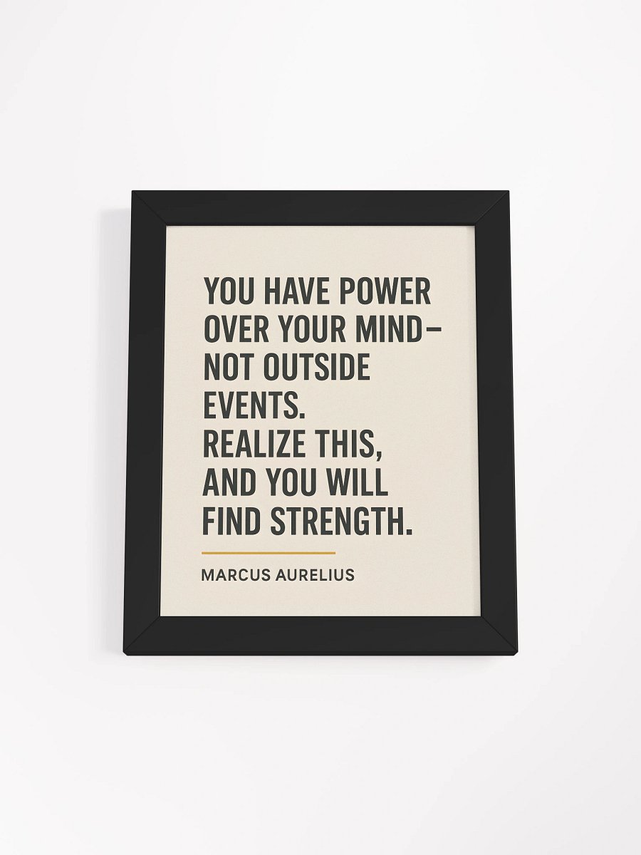 Póster estoico minimalista con sabiduría de Marco Aurelio, estilo premium product image (1)