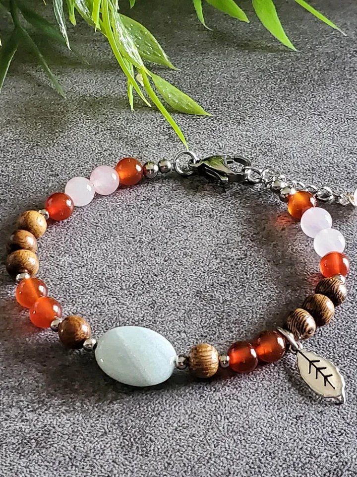 Release & Renew Bracelet – Amazonite, Rose Quartz & Carnelian | Emotional Healing | Inner Strength | Renewal Jewelry product image (2)