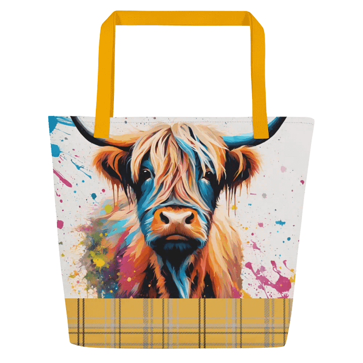 Multi Coloured Paint Splash Highland Cow Tote Bag product image (2)