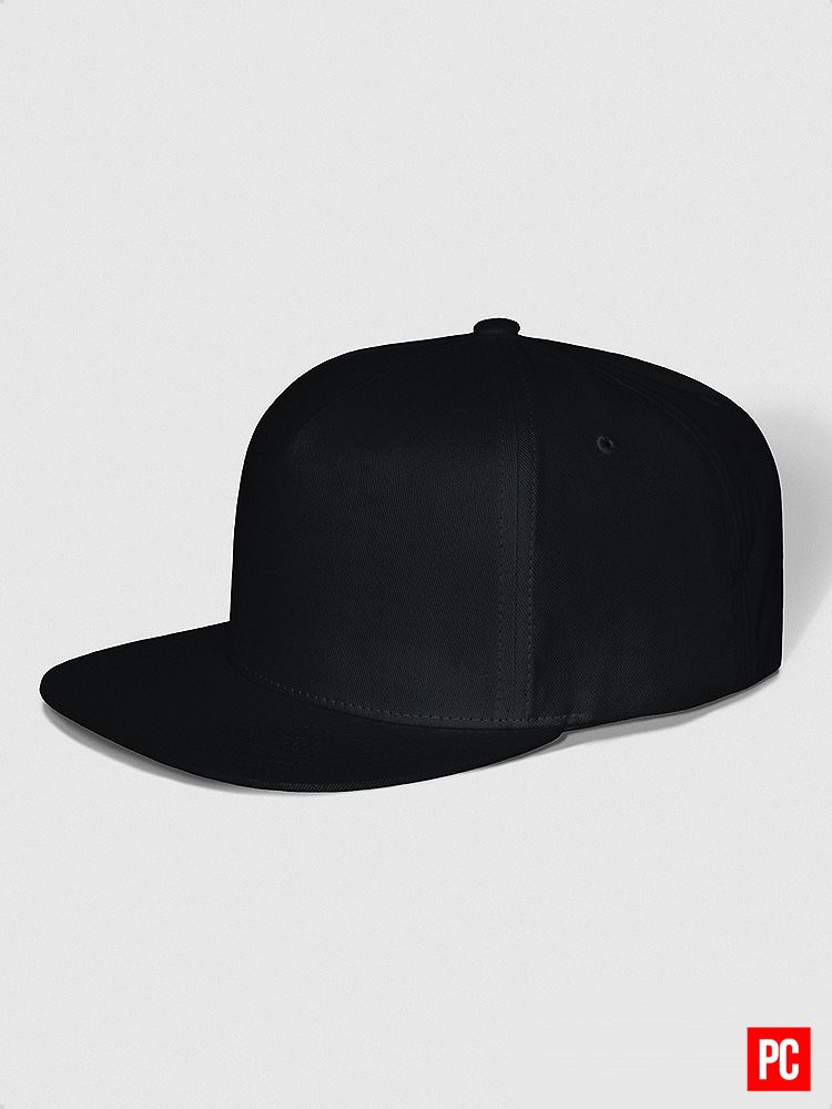 Plain Color Black Cotton Twill Flat Snapback Cap product image (4)