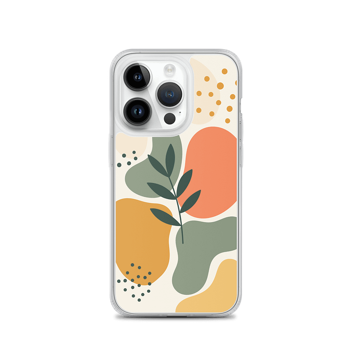 Smooth Contemporary Abstract Art Shapes in Coral, Mustard & Sage iPhone Clear Case product image (3)