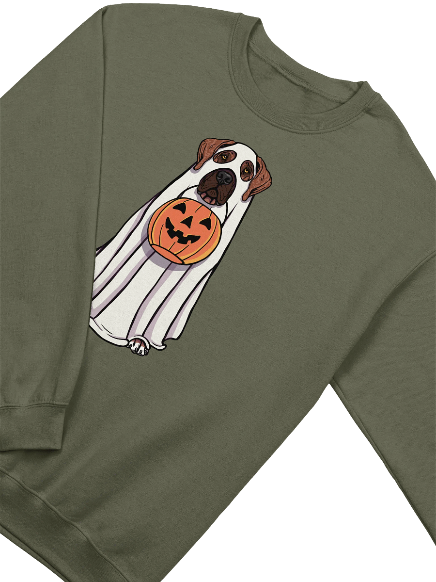 Funny Halloween Great Dane(Brindle) Sweatshirt | Funny Great Dane Wearing a Ghost Costume and Holding a Pumpkin Basket product image (18)