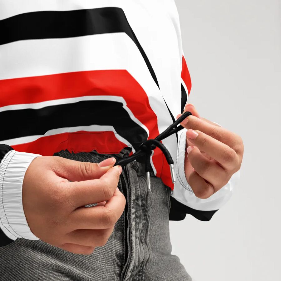 Red/Black/White Bent Lines Women's Cropped Jacket product image (9)