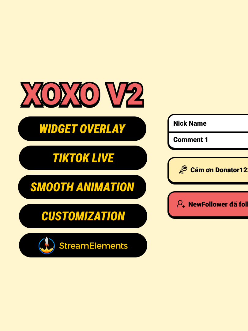 XOXO V2 Widget Overlay For TikTok Live (Tikfinity) product image (1)