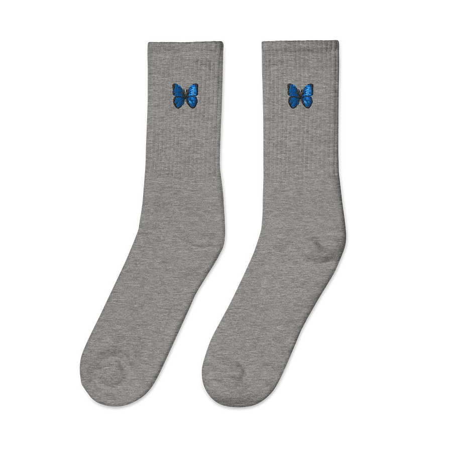 Vibrant Wings Blue Butterfly Embroidered Socks product image (6)