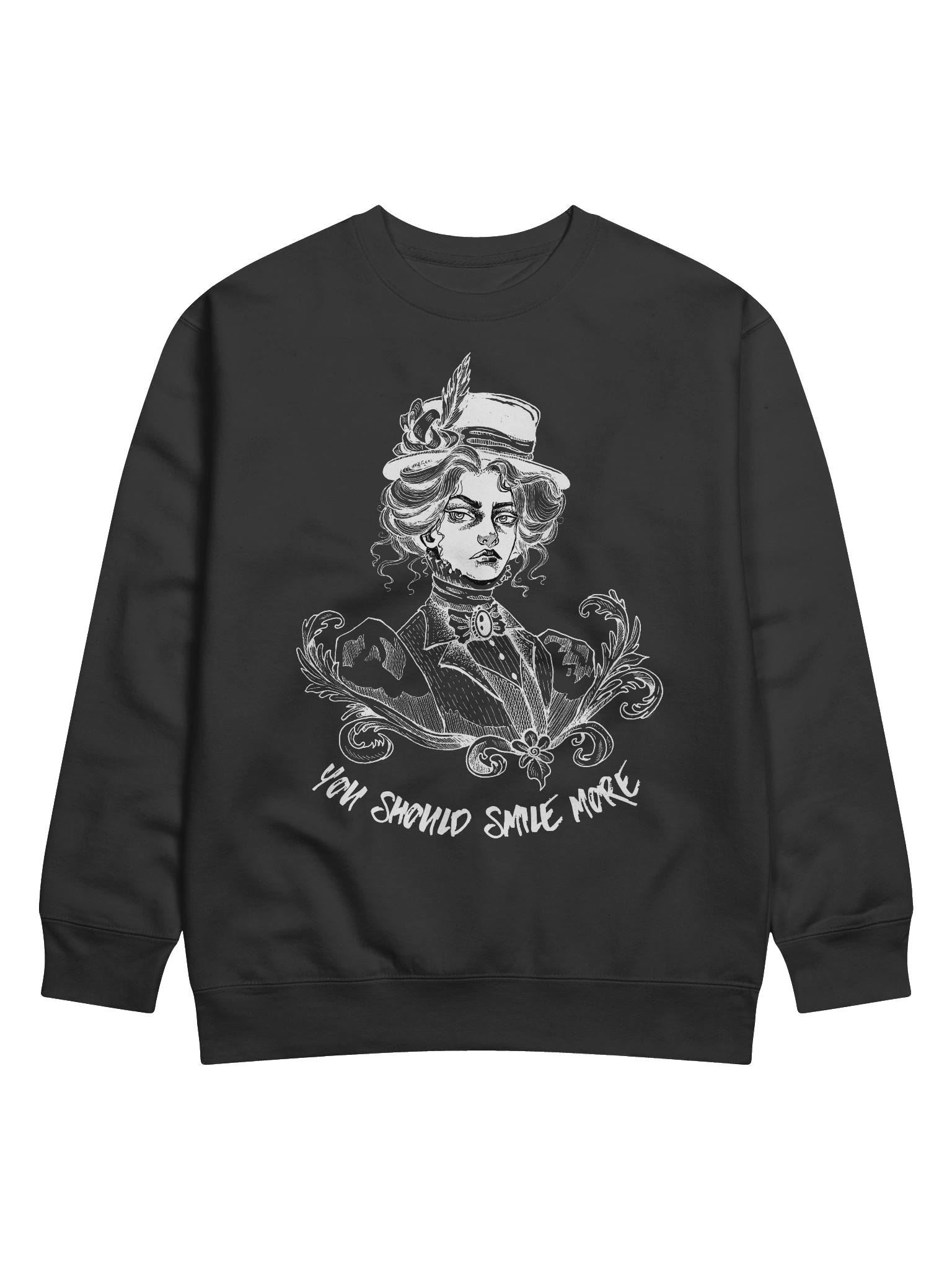 "SMILE MORE" Black Sweatshirt (Design #2) product image (1)