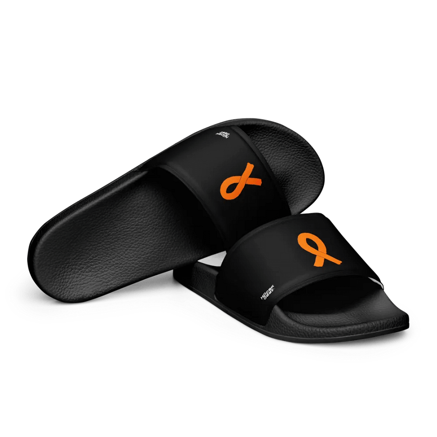 White HApex Gear White Logo Cancer Awareness Orange Ribbon. Black Women's Slides product image (10)