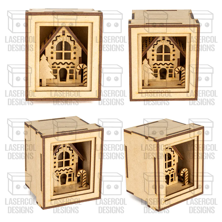 Christmas Houses Ornaments Boxes Set 1 (8 Houses Styles) - Laser Cut Files product image (6)