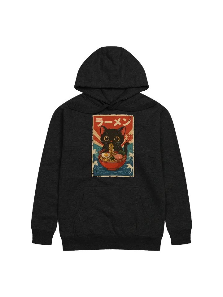 Black Cat Ramen Wave Striking Retro Japanese Style Hoodie product image (5)