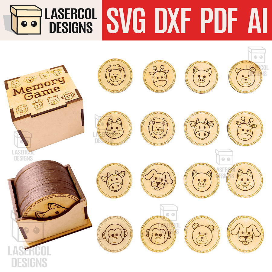 Memory Game (Animals) Version 1 and 2 - Laser Cut Files product image (4)