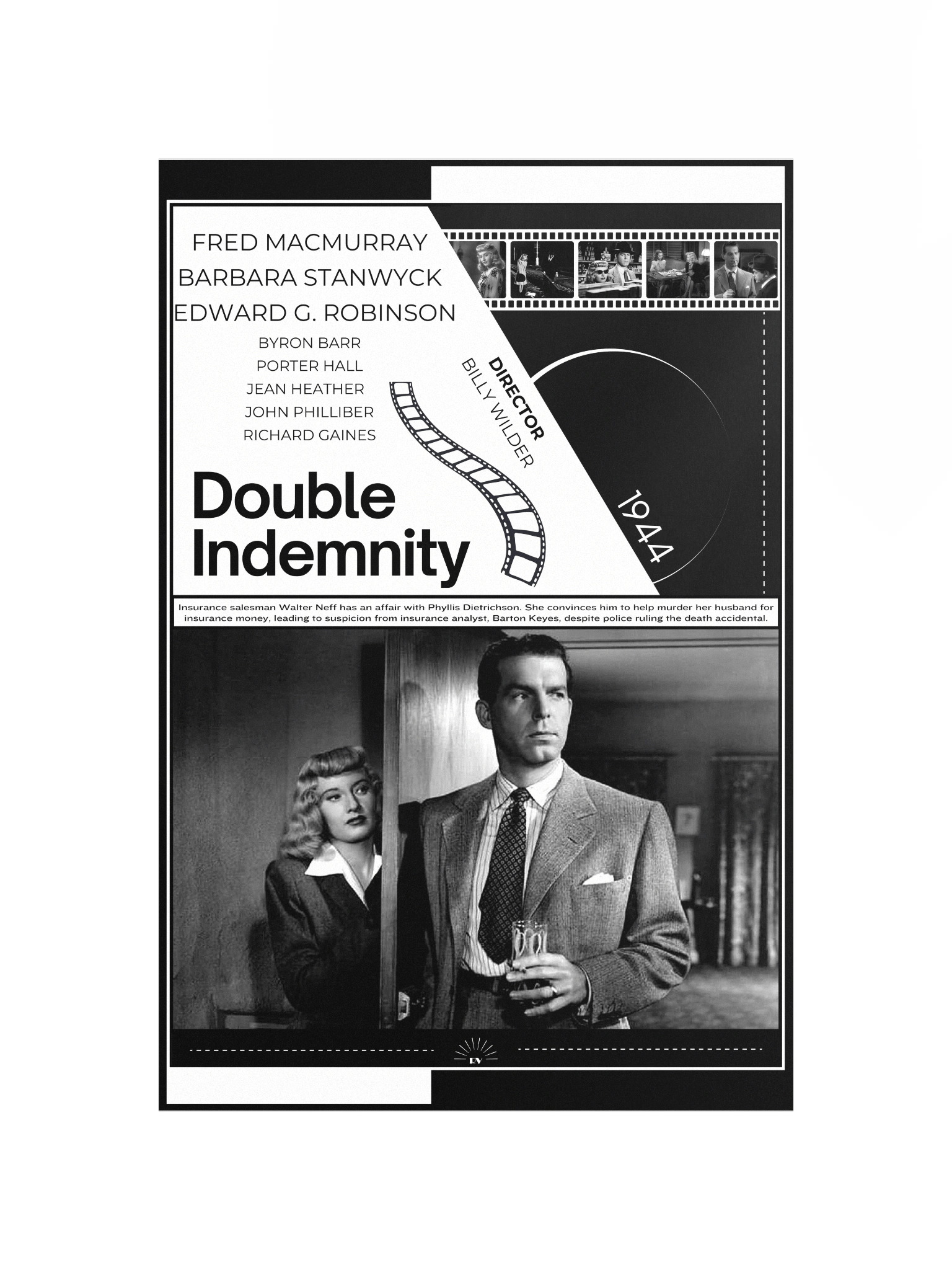 Double Indemnity with Barbara Stanwyck and Fred MacMurray 1944 | Movie Poster | 12x18 Wall Art product image (4)