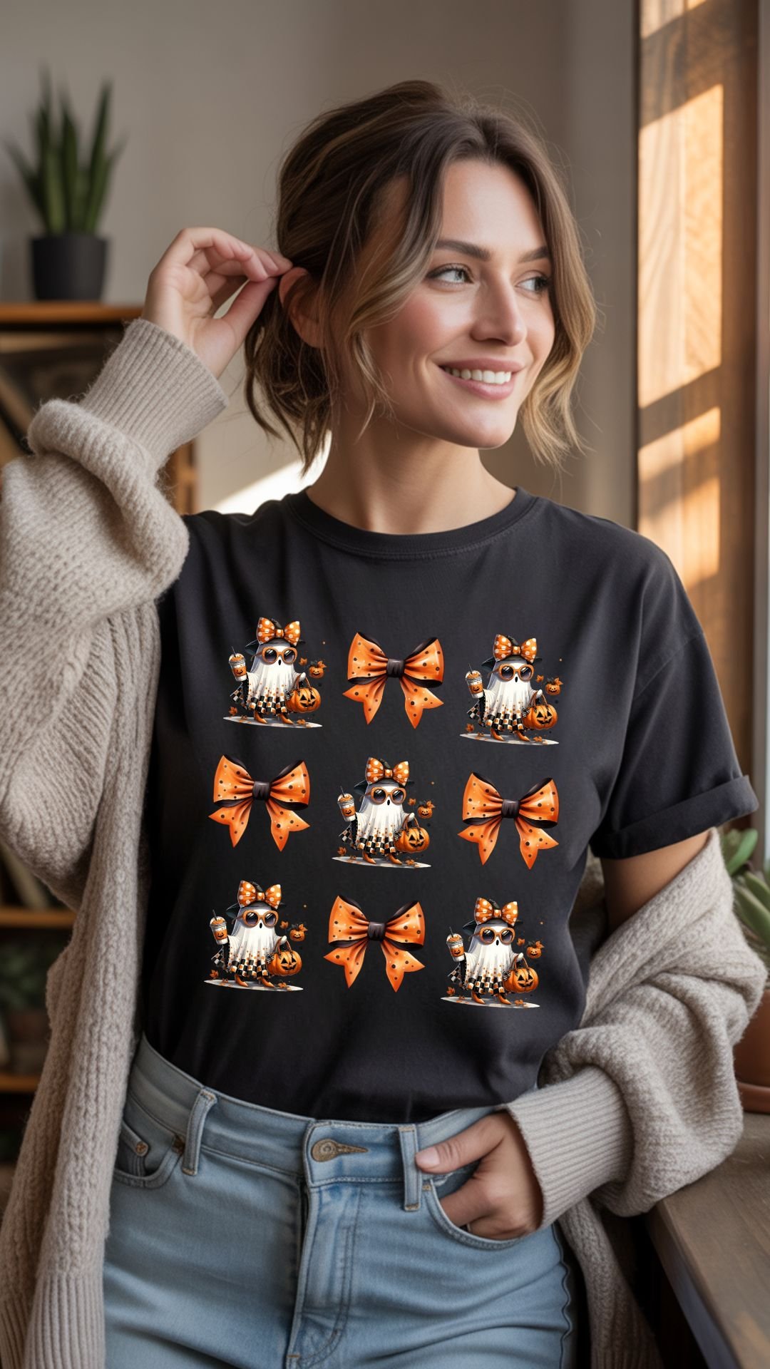 Halloween Cute Fashion Ghosts and Knots Tshirt | Halloween Tshirt | Cute Ghost Shirt | Spooky Season Tee | Ghost Graphic Tee | Halloween Graphic Tee product image (2)