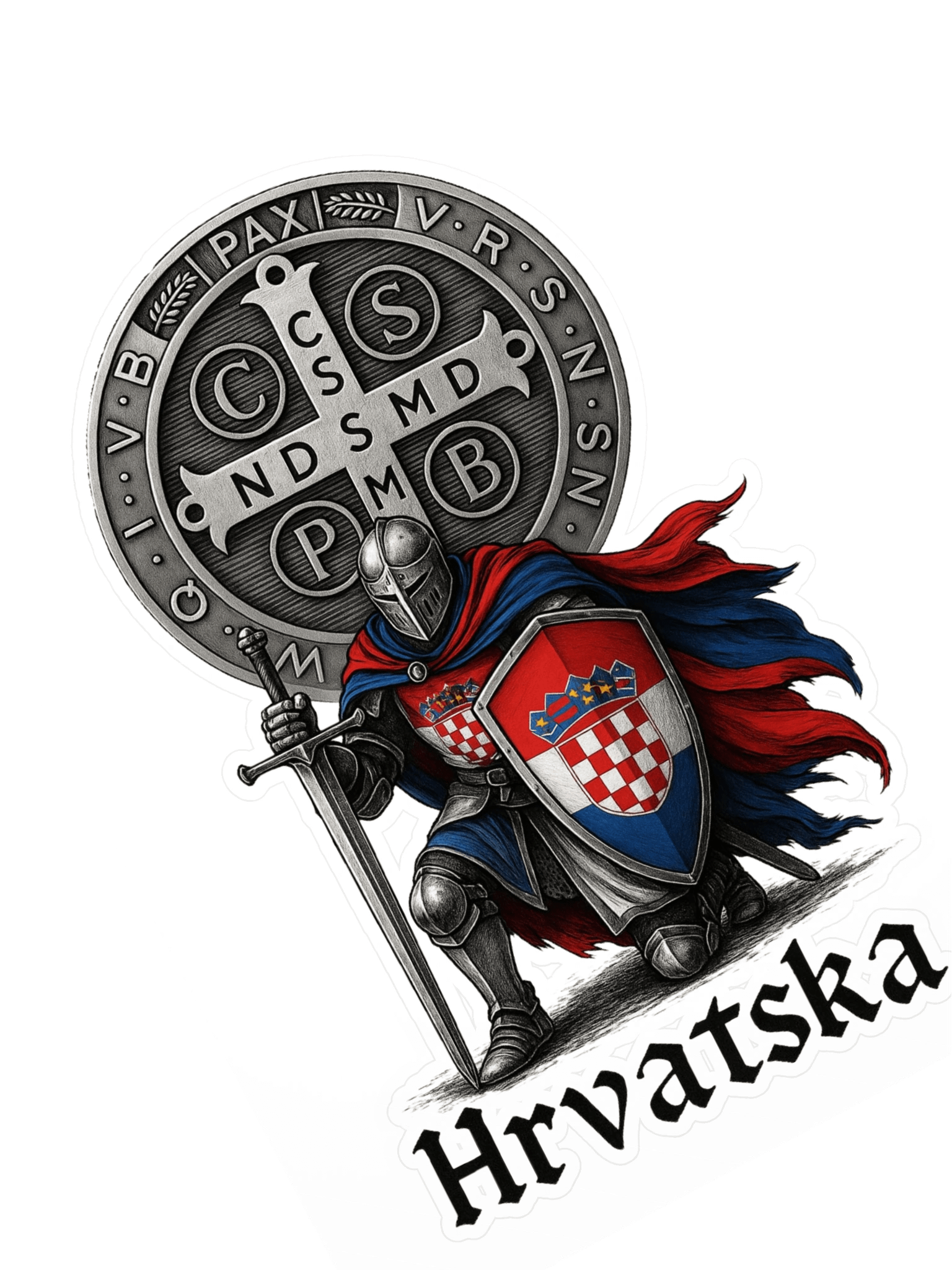 Croatian Knight Kiss Cut Sticker Sheet product image (1)