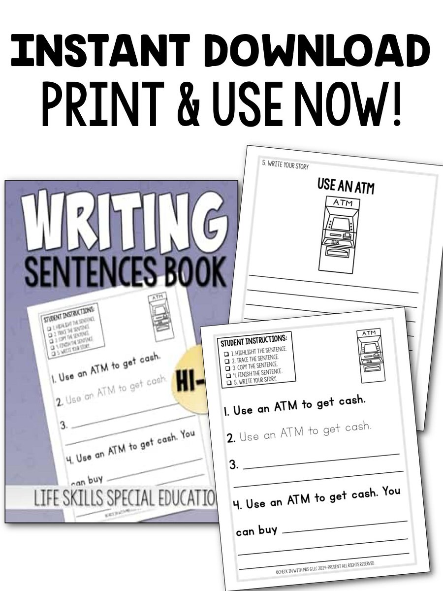 Writing Sentences Workbook: Life Skills Teens and Tweens- Instant Download product image (3)