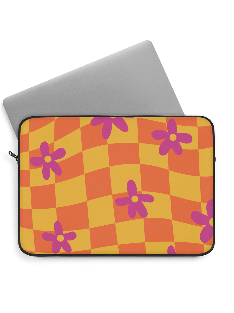 Chic Checkered Floral Laptop Sleeve product image (3)