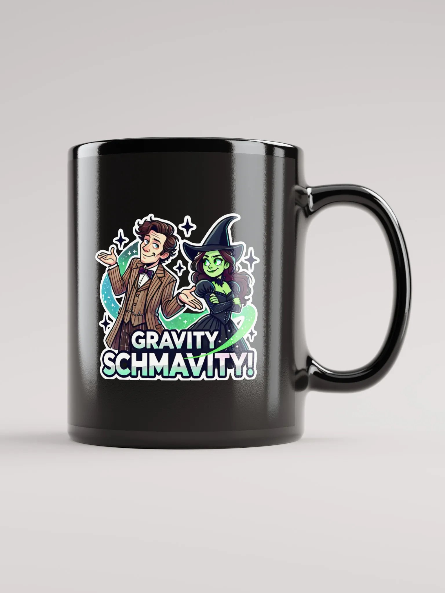 Defying Gravity Schmavity Mug – Black Glossy Doctor Who x Wicked Coffee Cup product image (1)