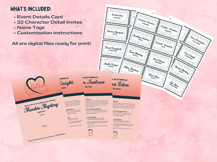 A Valentine's Dinner Disaster - A Valentine’s Murder Mystery - Invitations Add-On product image (2)