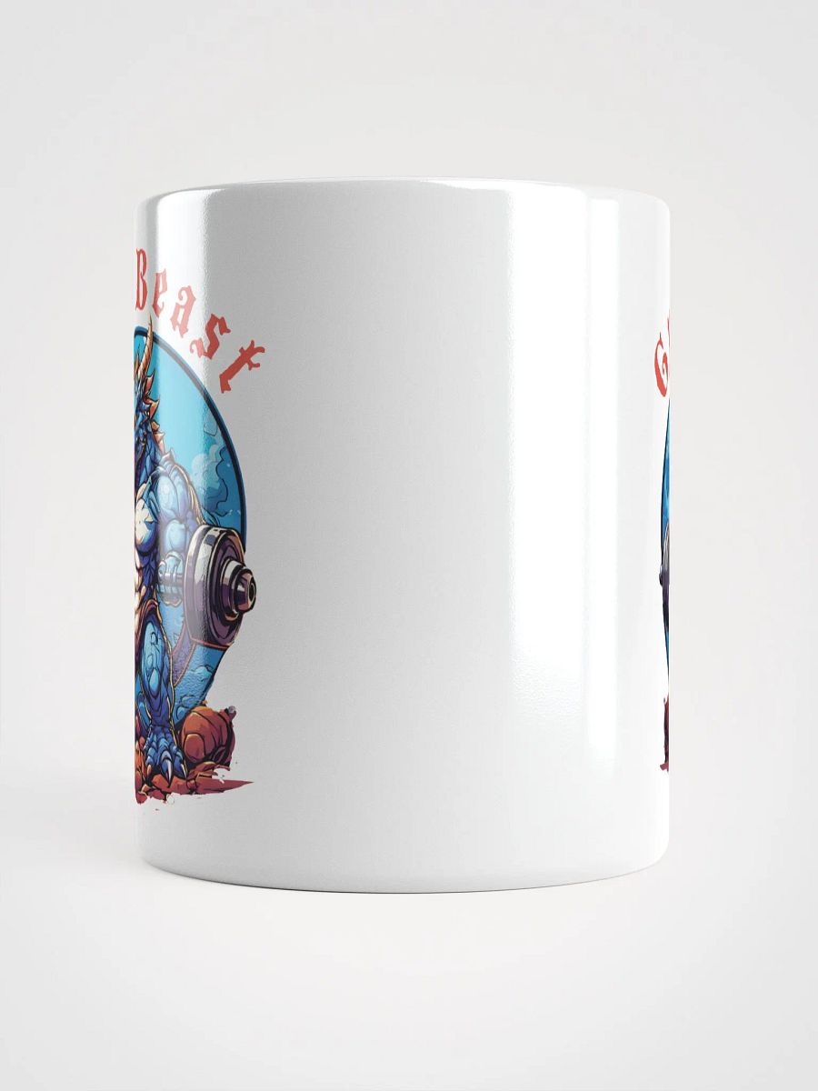 Gym Beast - Unique Funny White Glossy Mug Printed on Both Sides | Cool Strong Muscular Dragon Lifting Weights | Best Gift for Gym Lovers product image (5)