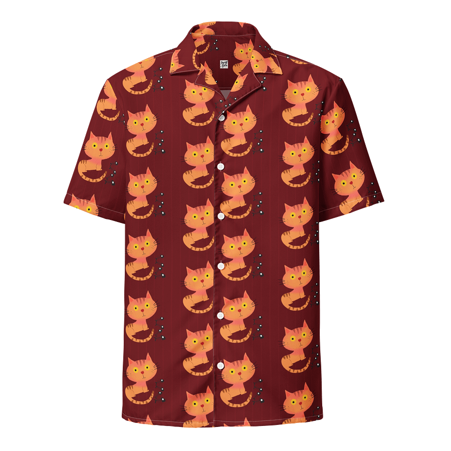 Feasting Ginger Kitty Button-Down Hawaiian Shirt - Burnt Orange product image (1)