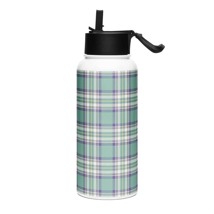 Light Green, Purple & Yellow Plaid Water Bottle product image (2)