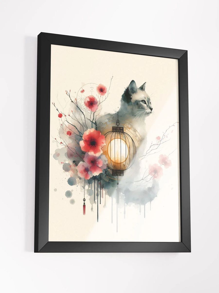Watercolor Cat in Chinese Art Style - Wall Art product image (3)