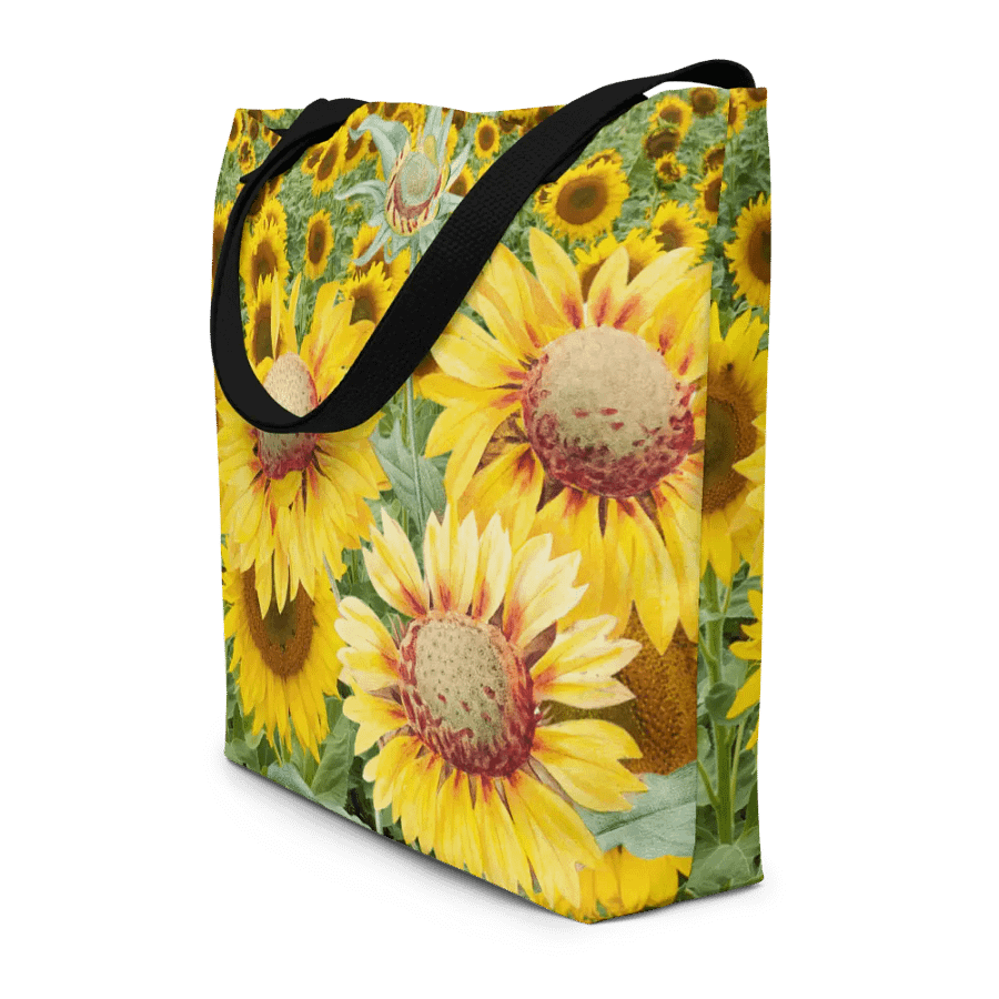 Big printed tote bag with summer yellows in sunflower design product image (8)