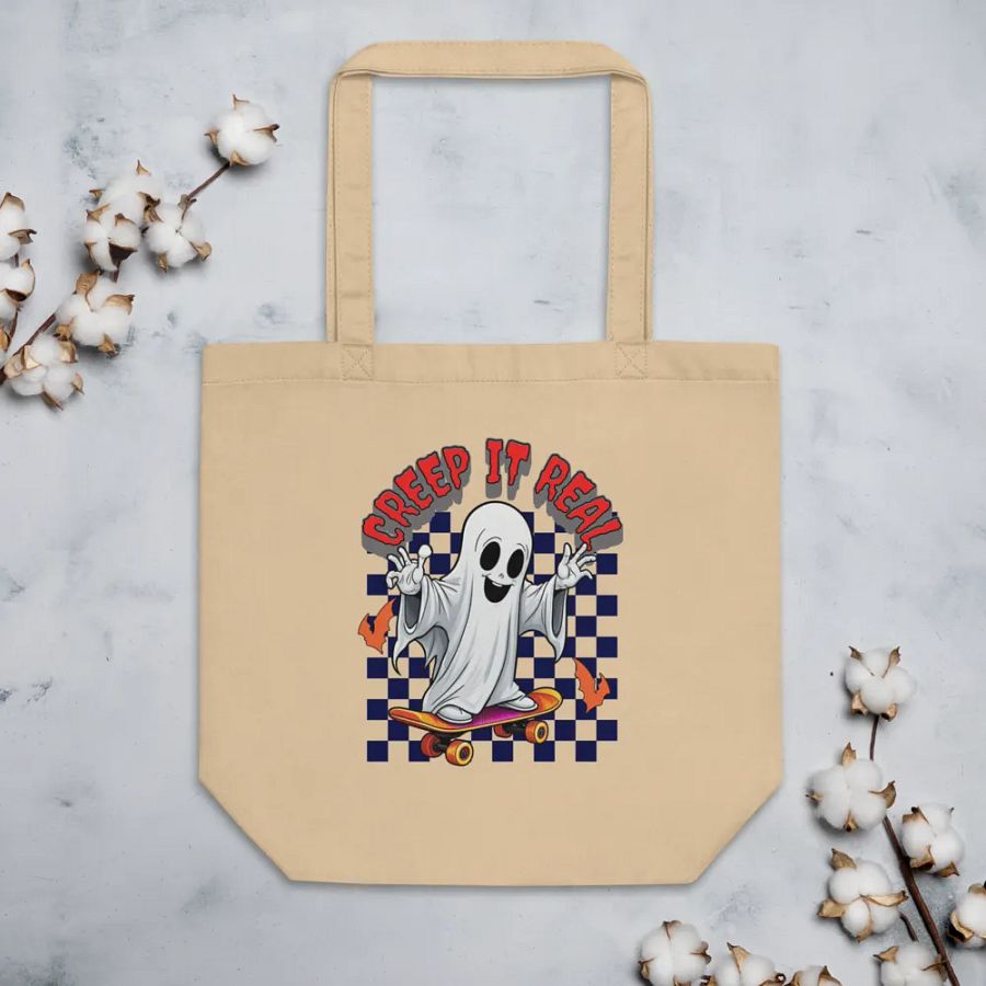Creep It Real Ghost Skateboard Tote Bag product image (3)