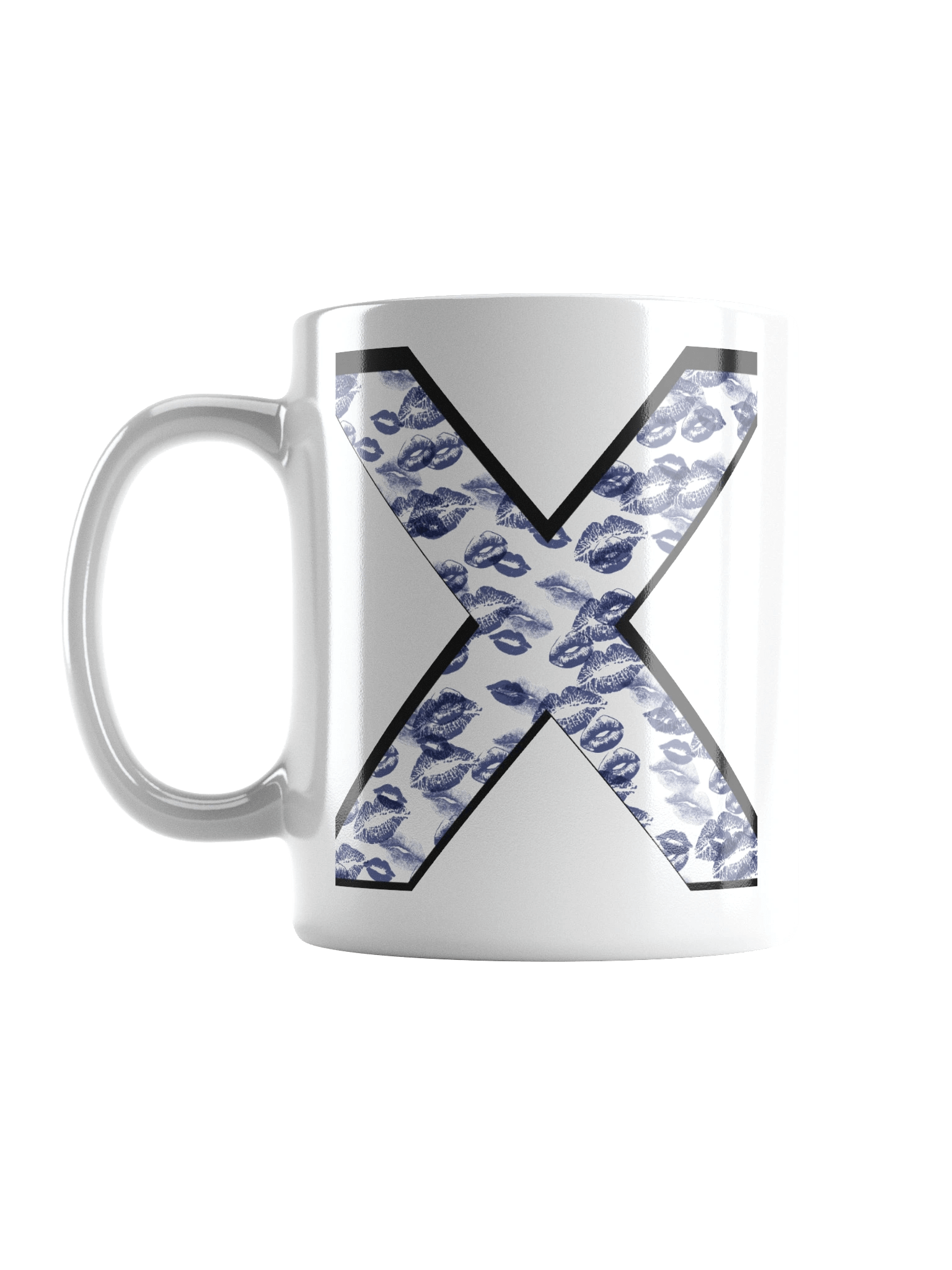 White X Dark Blue Lipstick Kisses | Glossy White Mug product image (17)