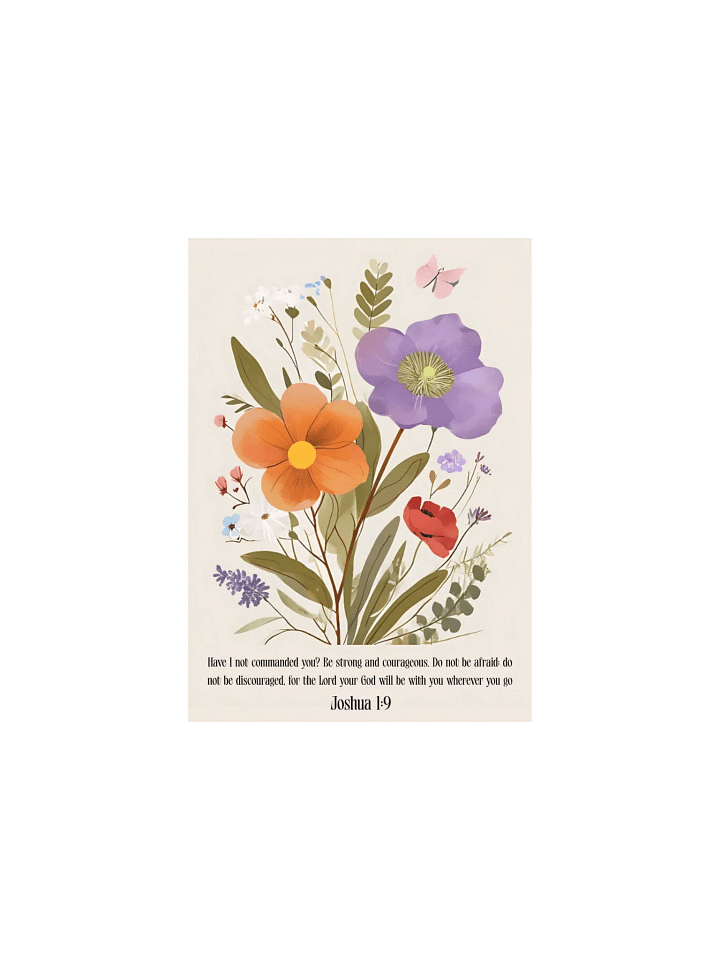Be Strong & Courageous Floral Wall Art | Joshua 1:9 Scripture Decor | Christian Home Decor | Faith-Inspired Wall Art product image (2)